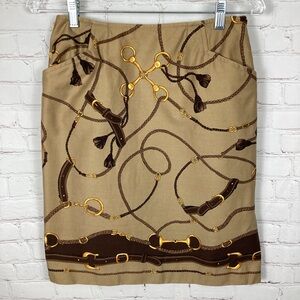 Talbots Skirt Equestrian‎ Print Women’s Size 4 A-Line Brown Preppy Old Money
